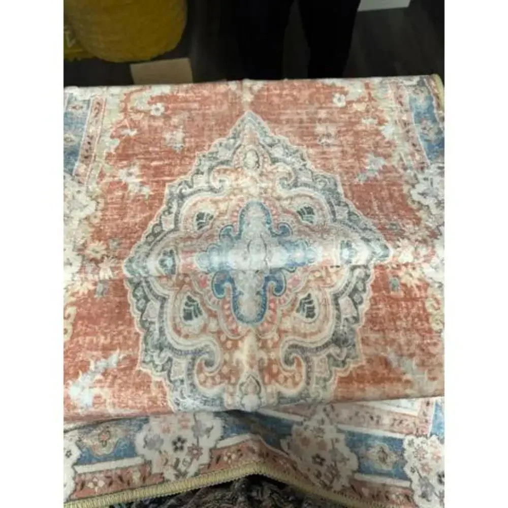 OMERAI PEACH AND GRAY 24 X 72 Inch washable runner